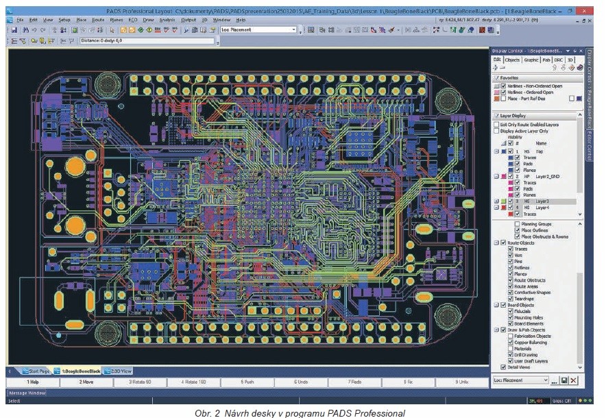 Obr. 2 Návrh desky v programu PADS Professional